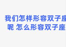 我们怎样形容双子座呢 怎么形容双子座